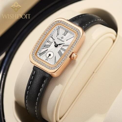 WISHDOIT New Luxury Ladies Waterproof Watches Fashion Elegant Quartz Watch Female Clock Steel Belt Leather Women часы женские