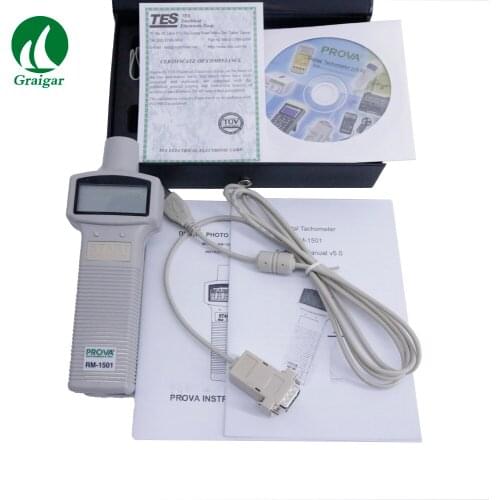 TES RM-1501 Digital LCD Tachometer Distance Test Contact/Non Contact RS232