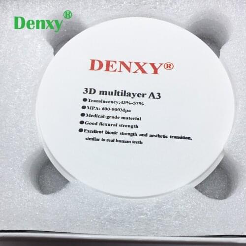 Denxy 1pc 3D multilayer Dental Zirconia Blocks zircon block Dental Lab Wieland System for Making Porcelain Teeth High quality
