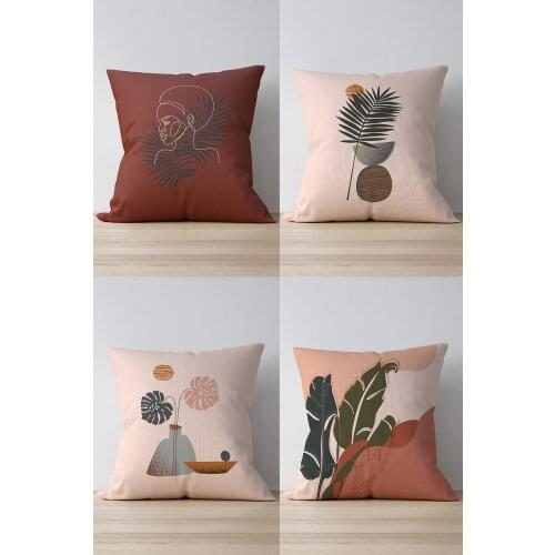 Double Side Printed African Portrait Pattern 4'lü Suede Pillow decorate Case