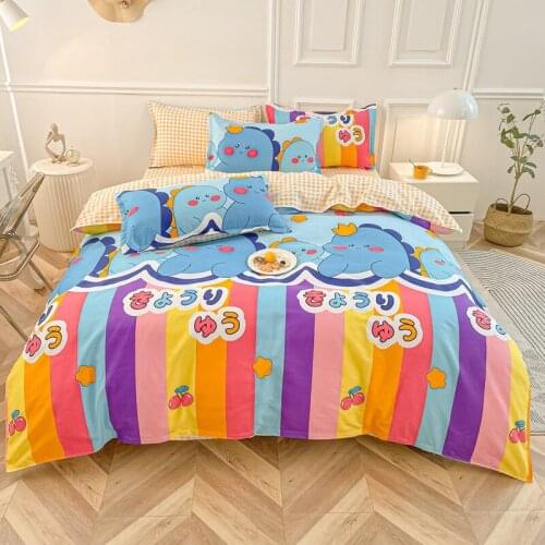 Rainbow cartoon bed set 3-4PCs 1.5M 1.8M bedroom set queen king size bedding set duvet cover sheet pillowcase cute home decor