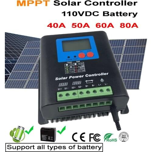 40A 110V 120v MPPT Solar Charge Controller Fit For 110V all type Battery Bank Solar Systems Regulators LCD Display