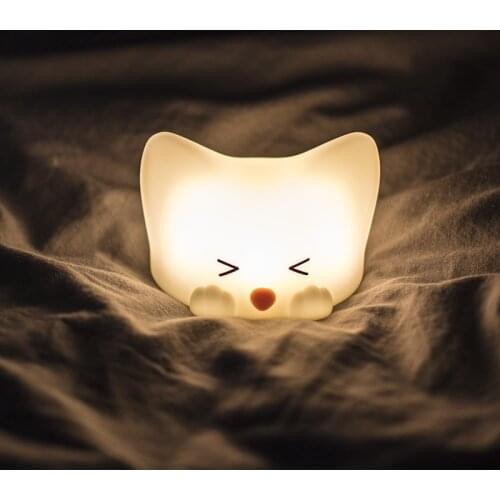 Creative Gift Pat Cat Silicone Lamp Childrens Smart Bedside Night Light USB Night Light