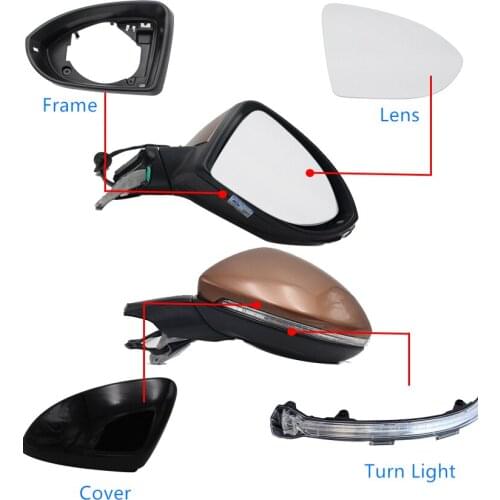 Rear view Mirror Cover/Turn Signal light /Frame for Golf 7 MK7 VII Door Side Mirror Glass Left/right Lens Exterior Accessories