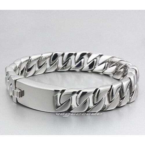 LINSION 316L Stainless Steel Curb Cuban Chain Fashion Mens Bracelet 5N005 Free Shipping