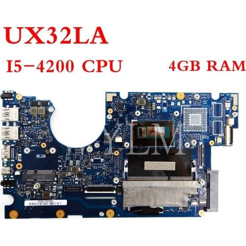 UX32LA motherboard I5-4200CPU 4GB RAM motherboard For ASUS UX32LN UX32LA UX32L UX32LA-LN Laptop mainboard Tested 90NB0520-R00010