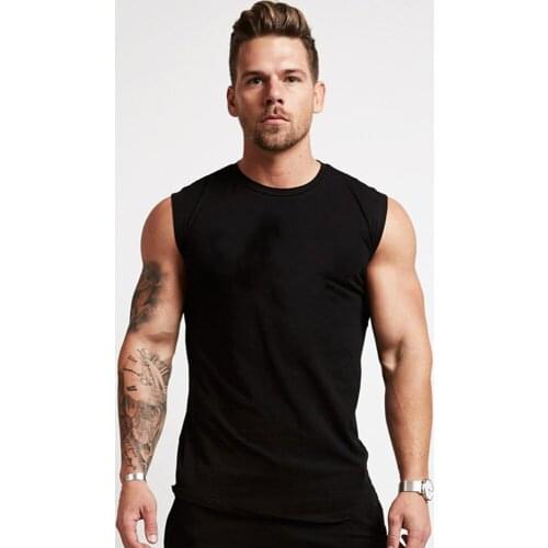 Gym Tank Top Men Fitness Bodybuilding Workout Cotton Sleeveless shirt New Male Summer Casual Singlet Solid Vest Tops Undershirt