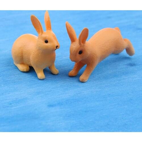2pc Mini Rabbit Garden Ornament Miniature Figurine Plant Pot Fairy Cute Decor model figure hare modern statue Simulation