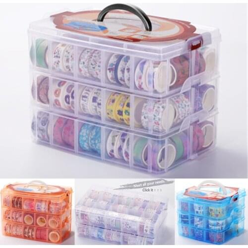 Multifunction Rangement Scrapbooking Storage For Bullet Journal Washi Tape Removable Scrapbook Organizer Box Toys Transparent