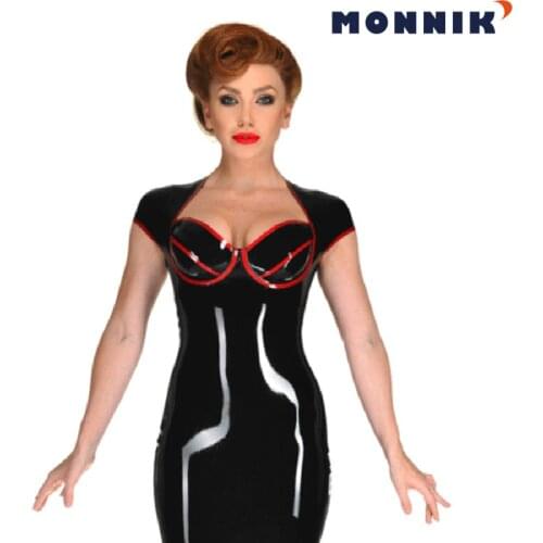 MONNIK latexSexy Latex Black Rubber Summer Dress Gummi 0.4mm for Club Wear