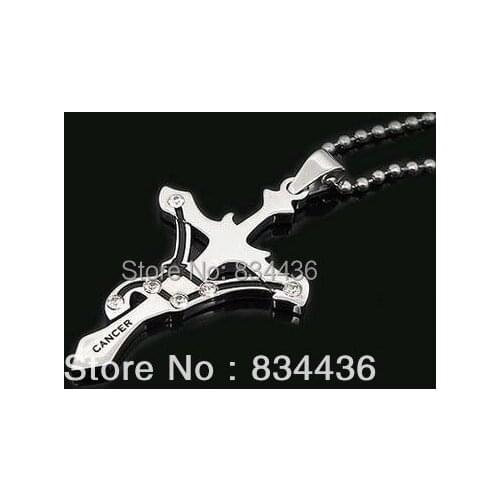 5PCS CANCER Constellation style zodiac astrology horoscope mens stainless steel necklaces pendant with ball chain