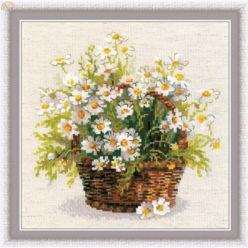 Oneroom Top Quality Beautiful Lovely Counted Cross Stitch Kit Riolis 1478 Daisy Camomile Chamomile Flower Flowers