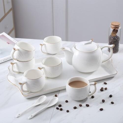 Ceramic Coffee Cup Set Household Simple Teapot Afternoon Living Room Flower Teacups Set Small Capacity Cafe Household Tea Mug