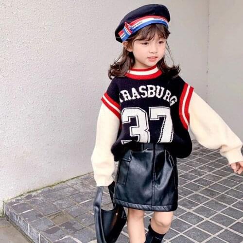 New Letters Teenage Kids Sweaters Spring Winter Baby Boys Girls Warm Tops Plus Velvet Thicken Knitted Bottoming High Quality