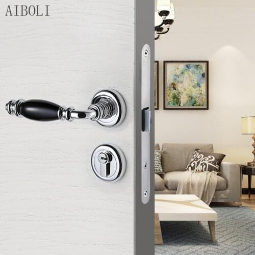 New European Style Retro Indoor Wooden Door Handle Lock Mechanical Lock Simple Split Lock Bedroom Door Silent Lock