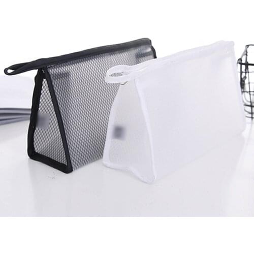 Solid Color Toilet Storage Pouch Waterproof Cosmetic Bag Large Capacity Half Clear Bathroom Accessories Portable Toiletry Bags