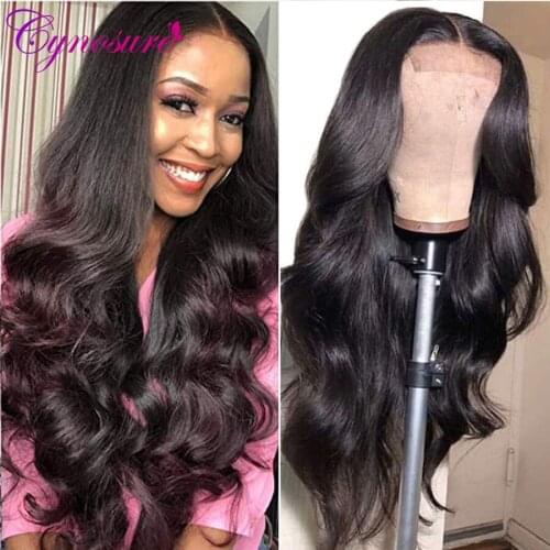 Cynosure Body Wave Lace Front Wig Transparent Lace Frontal Wigs Preplucked Brazilian 4x4 Closure Wig Body Wave Human Hair Wig