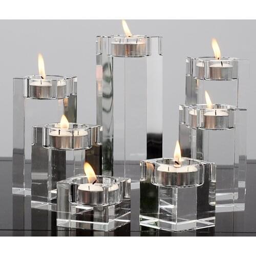 5 Size European Crystal Glass Candle Holder Ornament Romantic Upscale Dinner Wedding Bar Party Candlestick