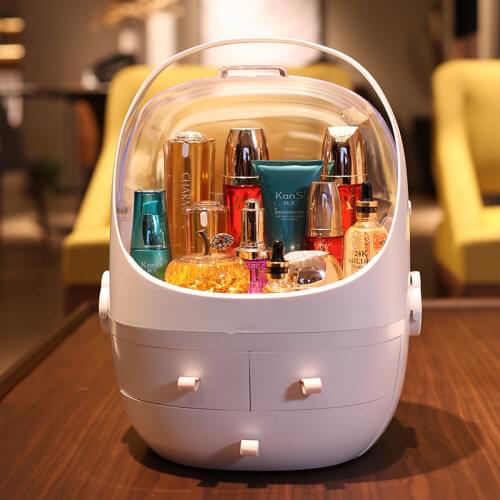 Pink Cosmetic Storage Box Desktop Dust-proof Household Lipstick Large-capacity Bathroom Skin Care Product Organize Makeup Box