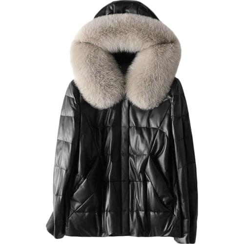 Black Fox Hair Hooded Down Jacket Woman Parkas Winter Natural Sheepskin Fur Autumn Coat Genuine Leather Outwear Female Jacket