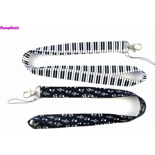 Ransitute R410 Piano Music Character Keys ID Card Gym Mobile Phone Straps USB Badge Holder DIY Phone Hang Rope Lanyard
