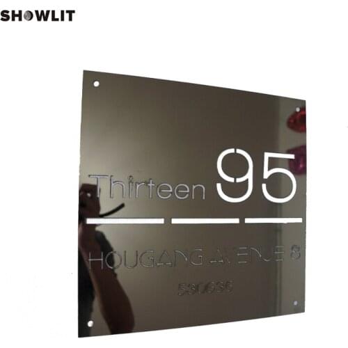 Custom Made Modern Deluxe Address Sign In Polished Stainless Steel