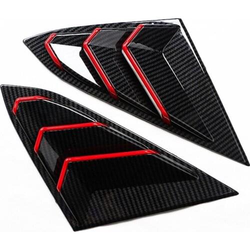 Rear Window Triangular Carbon Fiber with Red Line for Honda Civic 10Th 2017 2018 2019 Window Blinds Triangular Window Protection
