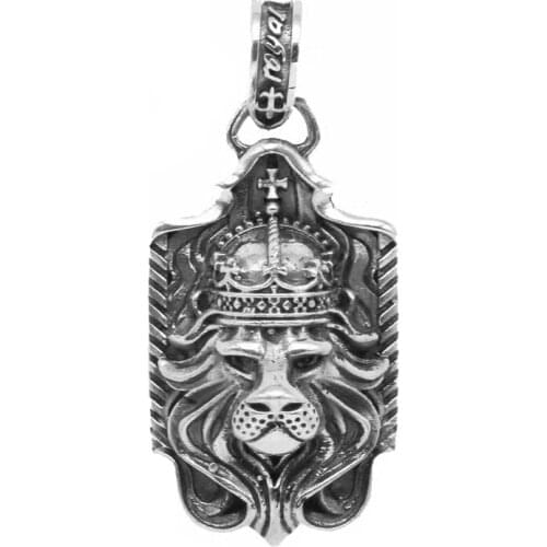 Solid Silver 925 Royal Lion King Pendant For Mens Necklace Gothic Cool 925 Sterling Silver Jewelry Men Thai Silver Pendant Gift