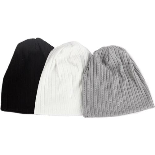 New Fashion Casual Women Men Casual Winter Knitted Hat Autumn Warm Beanies Soft Vintage Skullies Hat Solid Ribbed Bonnet Cap