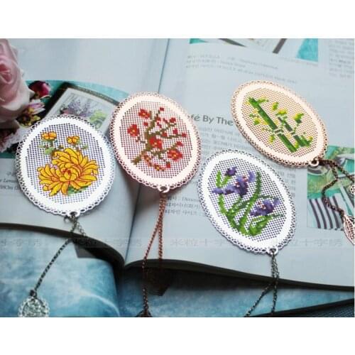 Cross stitch DMC set creative hand gift simple metal bookmark plum orchid bamboo chrysanthemum four gentlemen
