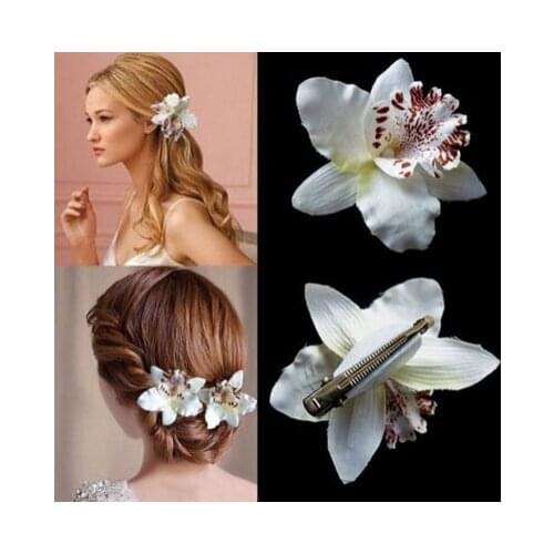 Wedding Decoration Hairwear Barrette Beach Hair Accessories Women Girl Bohemia Bridal Flower Orchid Leopard Hair Clip Hairpins