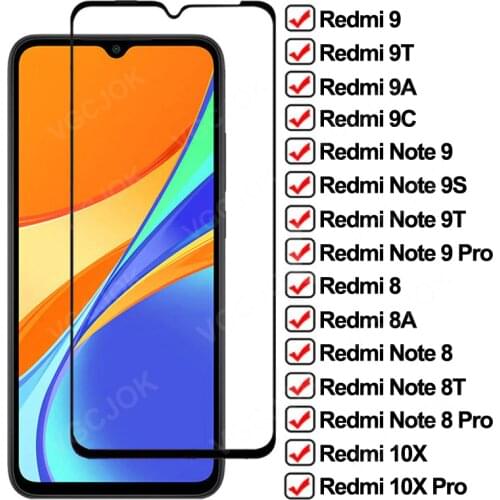 100D Full Protective Glass For Xiaomi Redmi 9 9T 9A 9C 8 8A 10X Pro Tempered Screen Protector Redmi Note 8 9 Pro 8T 9T 9S Glass