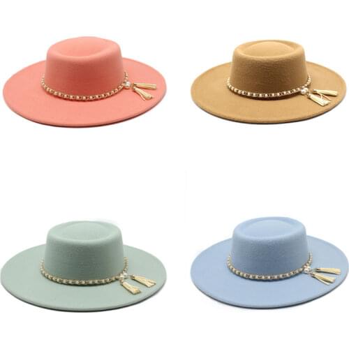 Autumn Winter Bowler hats for women British elegant concave flat fedora hat 8.5cm top hat men women fashion flat top woolen hat