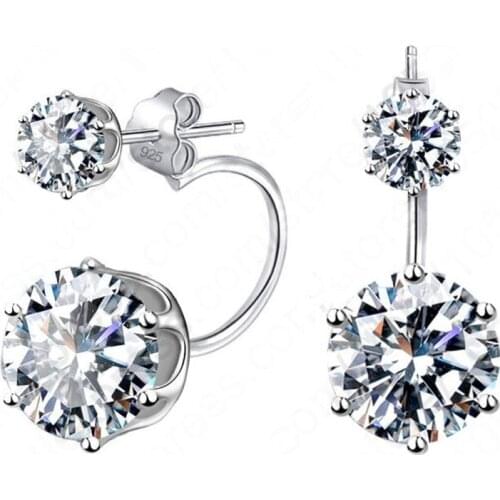 High Quality Earing Big Cubic Zircon Ear Jackets Jewelry High Quality 925 Sterling Silver Ear Stud Earrings For Women