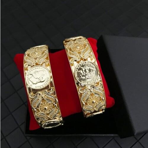Gold Bangles for Women head Gold Dubai Bride Wedding Ethiopian Bracelet Africa Bangle Arab Jewelry Gold Charm