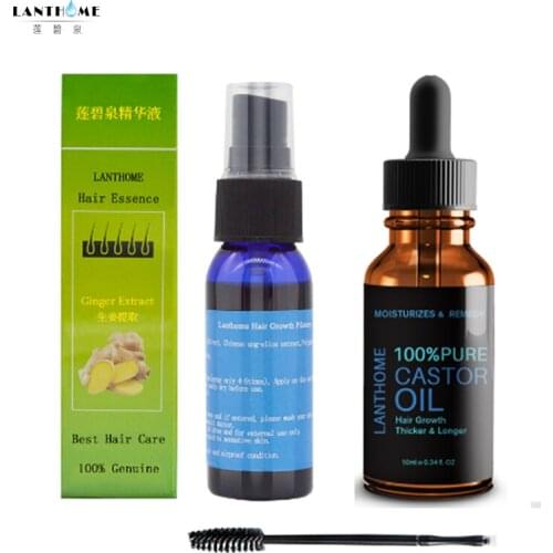 10ml Castor Oil Eyelash Growth Prevent Skin Aging+30ml Herb Hair Regrowth Liquid Safe Fast Hair Growth Treatment Serum