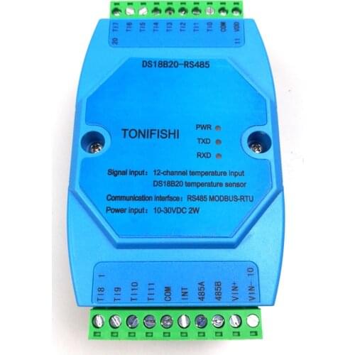 12-channel 18B20 temperature isolation acquisition module 18B20 temperature to 485 DS18B20 accuracy 0.0625 degree