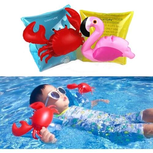 2pcs/set PVC Pool Swimming Arm Ring Crab Flamingo Inflatable Arm Floatation Sleeves Water Wings Swimming Arm Floats for Children