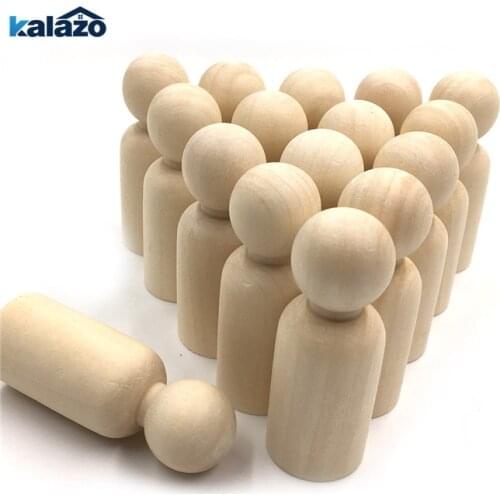 20pcs 35mm Boy and girl Wooden Peg Dolls Unpainted Figures DIY Arts Crafts supplies kids baby toys Christmas home decorations