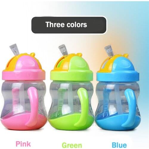 280 ML Baby Bottle Feeding Children Water Cup kids Handle large capacity juice milk feeding Straw Drinking Water Training Cup