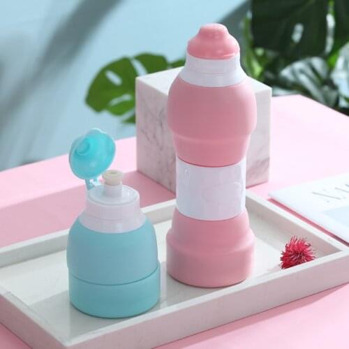 3 Color 500ml Silicone Folding Bottle Water Cup Mug With Carabiner Sports Water Bottle Outdoor Cycling Car Folding Water Bag