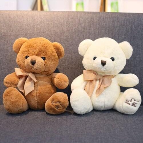 30cm Kawaii Creative Toys Bow Tie Teddy Bear White Cute Soft Stuffed Animals Plush Doll childrens Toys for Children Kids Gift