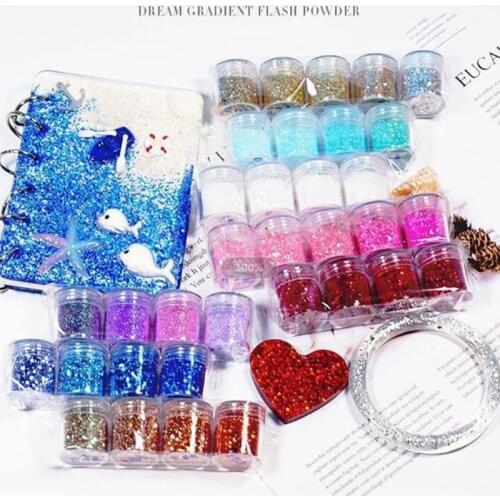 32 Bottles Glitter Powder Epoxy Decorative Nail Polish Glue Nail Art Makeup Childrens Toy Material for Holiday Gifts