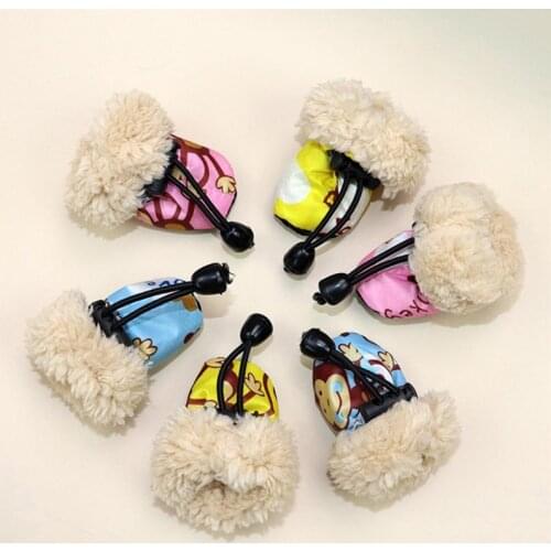 4PCS Dog Shoes Winter Super Warm Cotton Shoes Anti Slip Dog Boots Dogs Paw Protectors Puppy Shoes Pet Product Dog Supplies