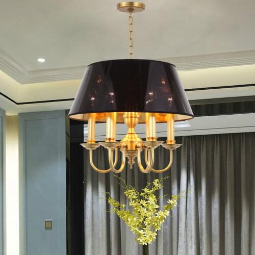Free Shipping Copper Pendant Lamp Black Shade Bronze Hanging Chandeliers Lighting For Living room and Restaurant Home Decoration