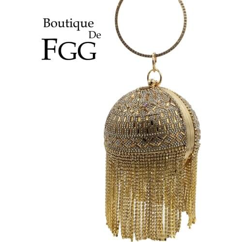 Boutique De FGG Dazzling Round Ball Women Crystal Clutch Evening Bags Wedding Party Dinner Rhinestone Handbags and Purses