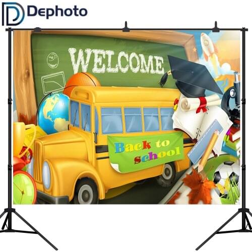 DePhoto Photography Backdrop Back To School Stationery Children Education Background Photo Shoot Studio Photocall Photobooth