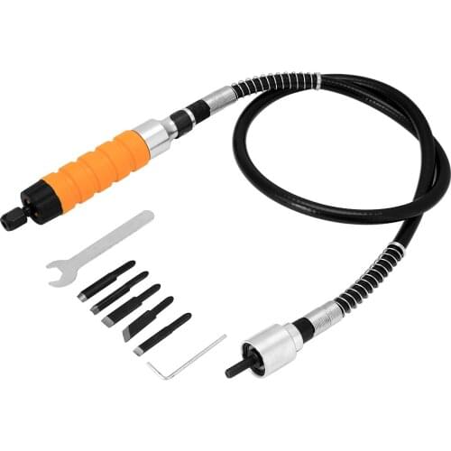 Electric Woodworking Carving Wood Chisel Engraving Knife Tool 5 Blades Wrench Soft Tube Machine Extension Cord Set