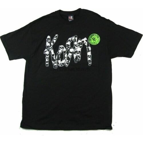 Korn Glow In The Dark Skulls Logo Black T Shirt New Official Giant NOS 2001