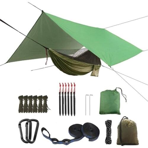 Camping Hammock with Bug Net and Rainfly Tarp,118x118in Portable Waterproof and UV Protection Hammock Tent for Indoor, Outdoor